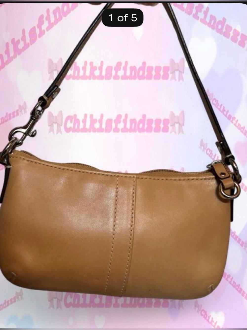 Coach Wristlet Camel Brown Leather Mini Purse Style F42371